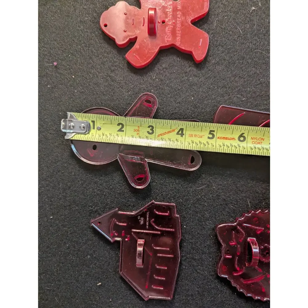 Vintage Red Plastic Christmas Cookie Cutters Lot of 6 Hallmark USA
